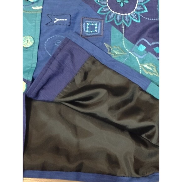 Draper's and Damon's Women's beaded sequin jacket Medium Blue Cotton Lightweight - Picture 6 of 16